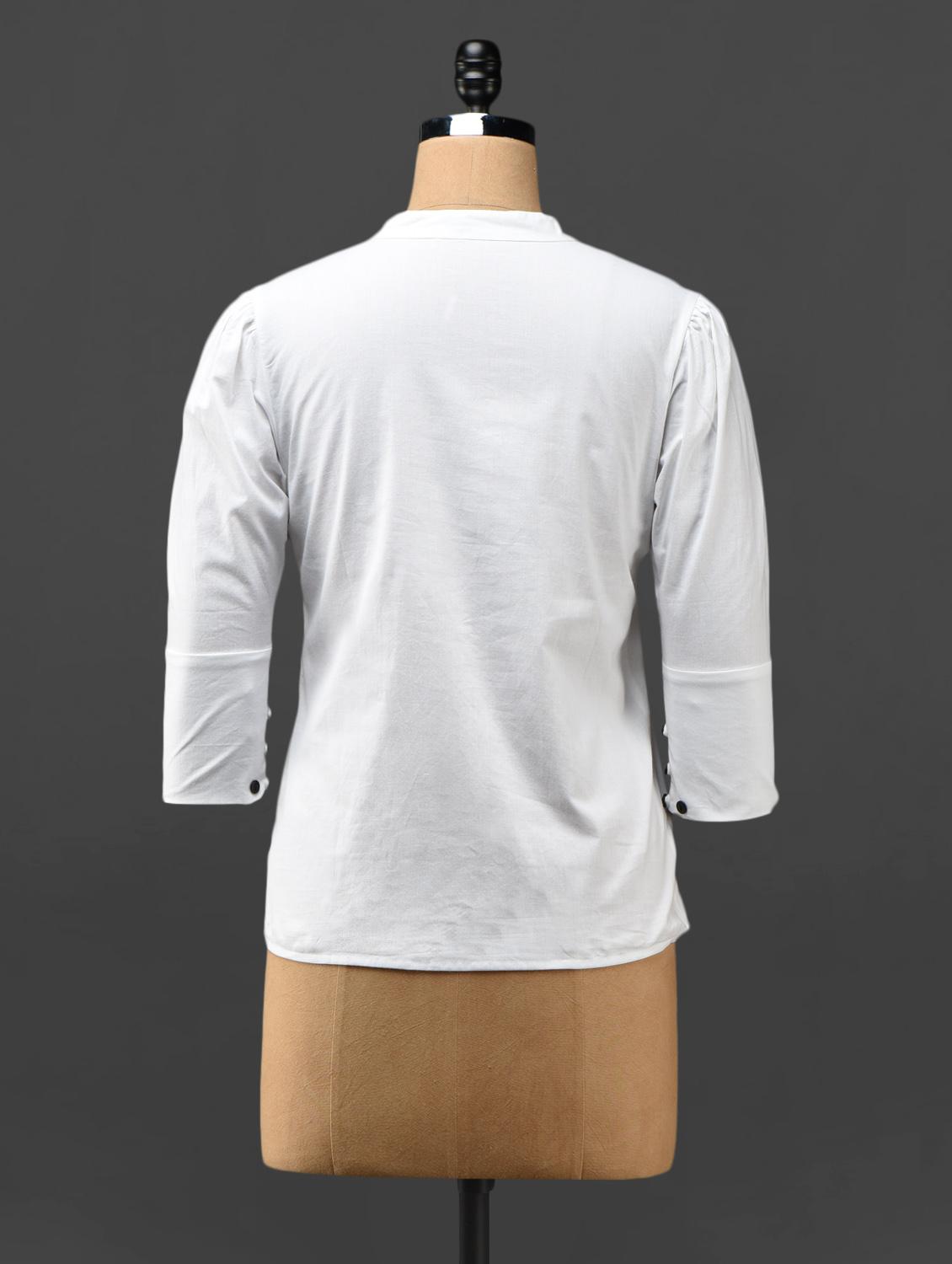 White mandarin collar Cotton Top - 1097274 - Zoom Image - 3