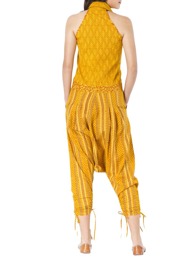 yellow printed cotton jumpsuit - 10980934 - Zoom Image - 3