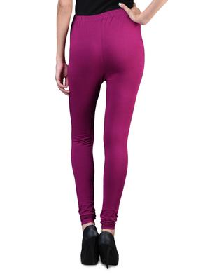 solid magenta cotton lycra leggings - 1098154 - Standard Image - 3