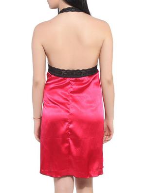 red satin sleepshirts & nighty - 11012254 - Standard Image - 3