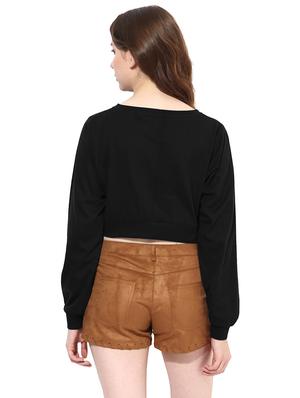 long sleeved boat neck crop top - 11013031 - Standard Image - 3