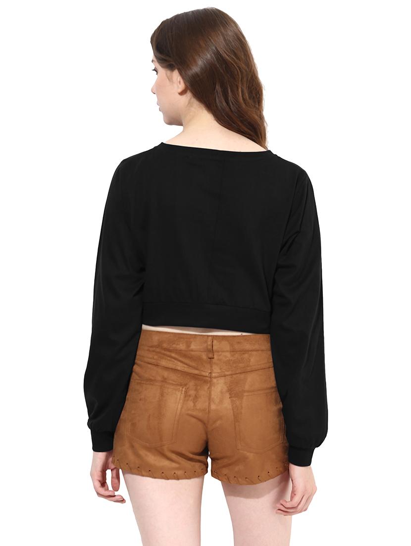long sleeved boat neck crop top - 11013031 - Zoom Image - 3