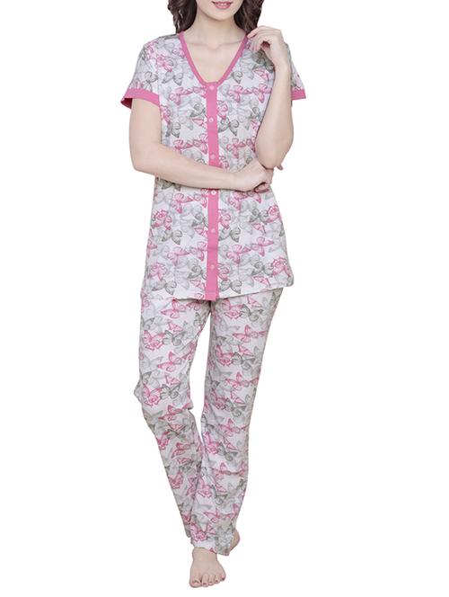pink cotton nightwear set - 11043042 - Very Small Image - 1
