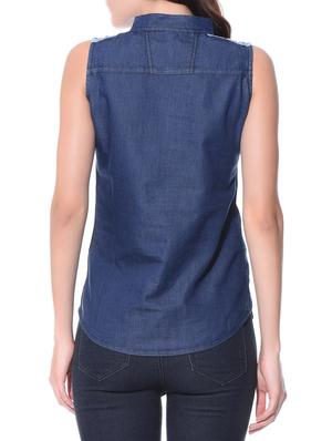 Blue denim lace top - 11081398 - Standard Image - 3