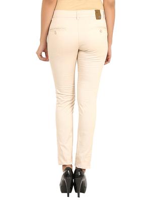 beige cotton lycra trousers - 11085372 - Standard Image - 3