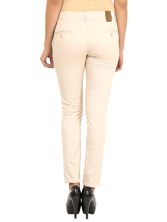 beige cotton lycra trousers - 11085372 - Zoom Image - 3