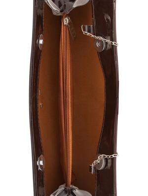 brown leatherette clutch - 11100183 - Standard Image - 3