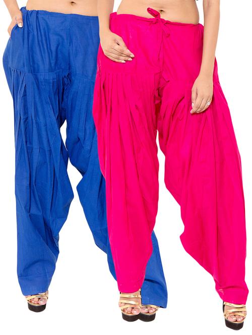 pink cotton patiyala salwars - 11120017 - Standard Image - 1
