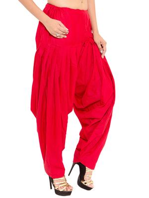 red cotton patiyala salwars - 11120021 - Standard Image - 6