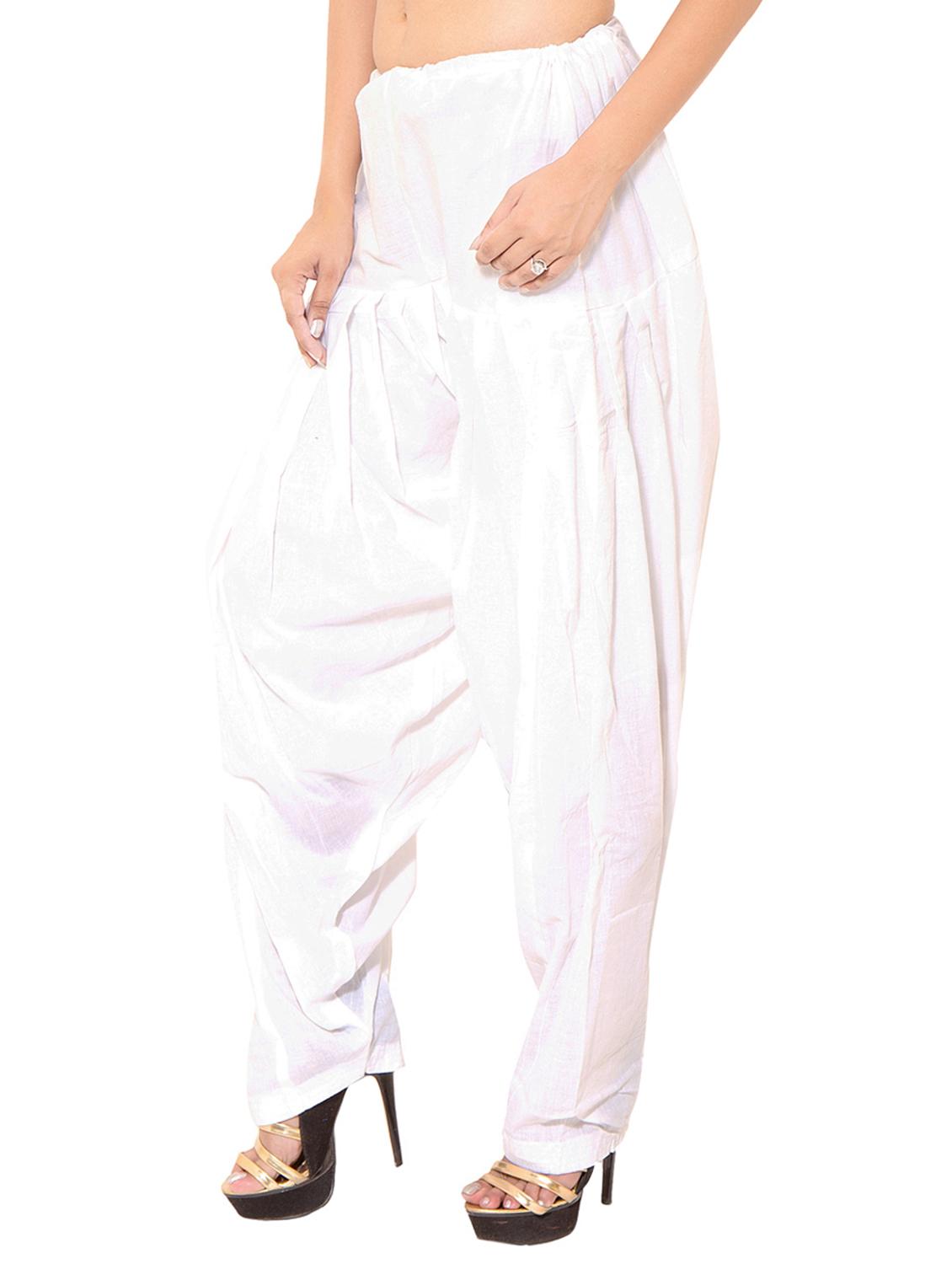 white cotton patiyala salwars - 11120050 - Zoom Image - 6