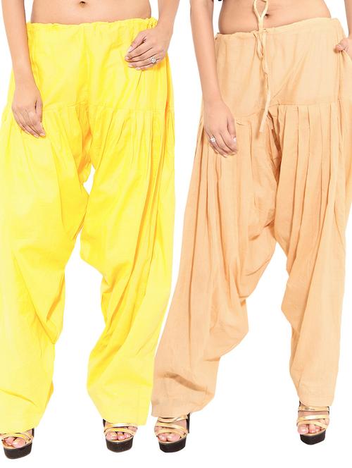 yellow rayon patiyala salwars - 11120095 - Very Small Image - 1