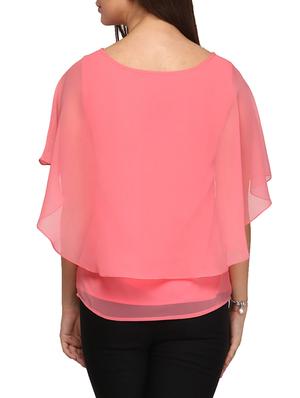 pink georgette top - 11126318 - Standard Image - 3