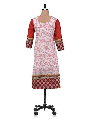 white cotton blend a-line kurta - 1114458 - Standard Image - 3