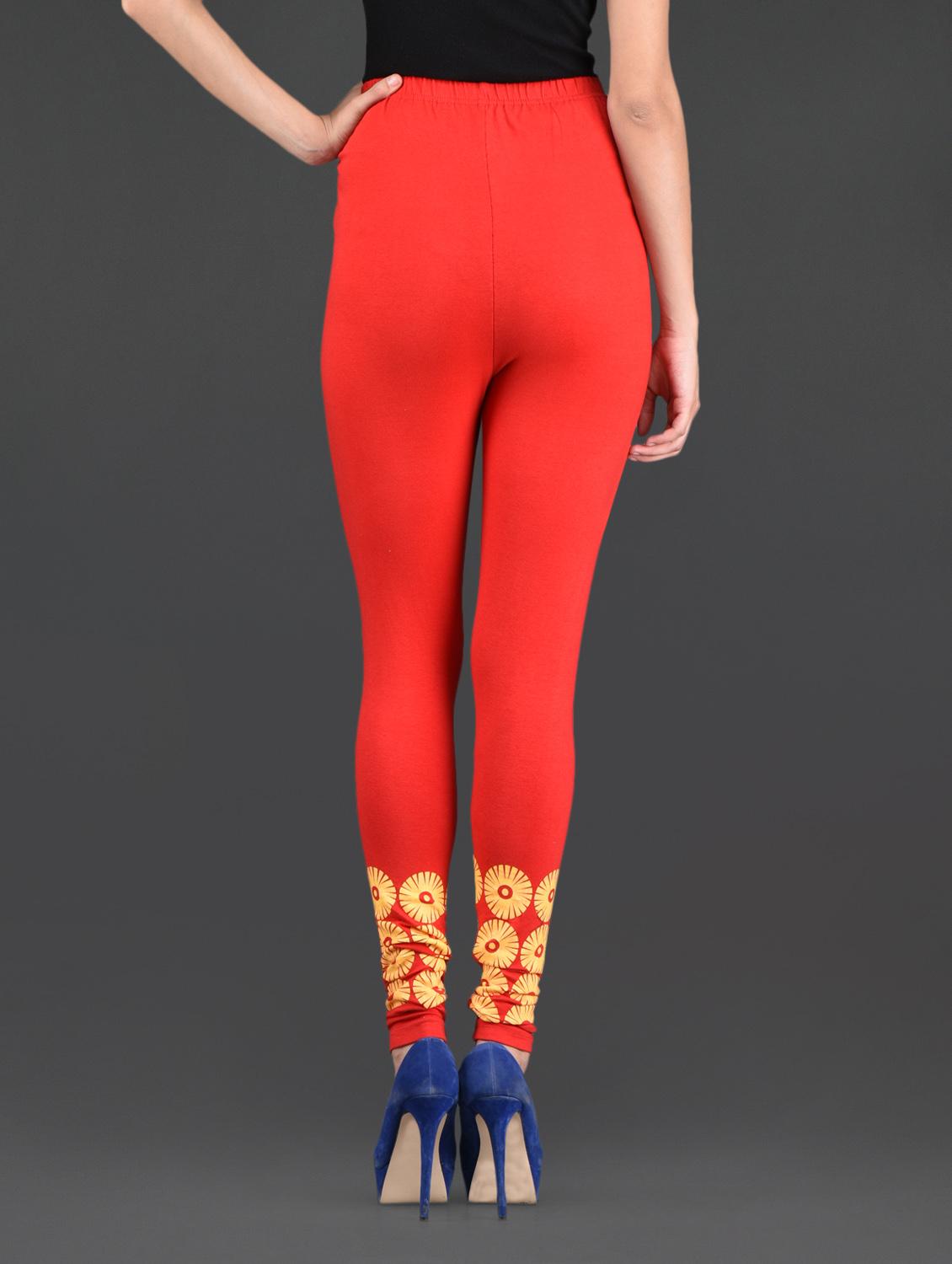 red knitted cotton lycra leggings - 1114811 - Zoom Image - 3