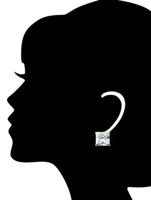 white brass studs earrings - 11168430 - Standard Image - 3