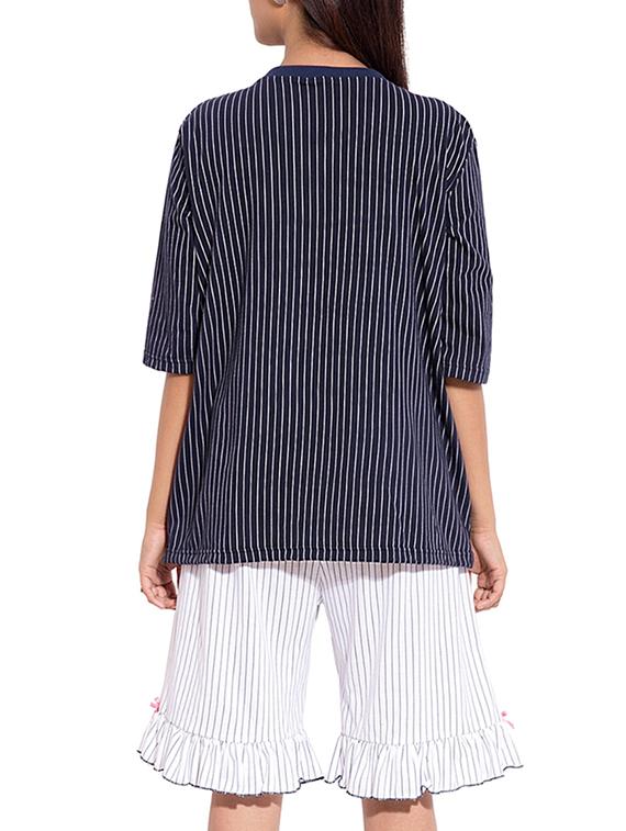 striped tee with capri nightwear set - 11179525 - Zoom Image - 3