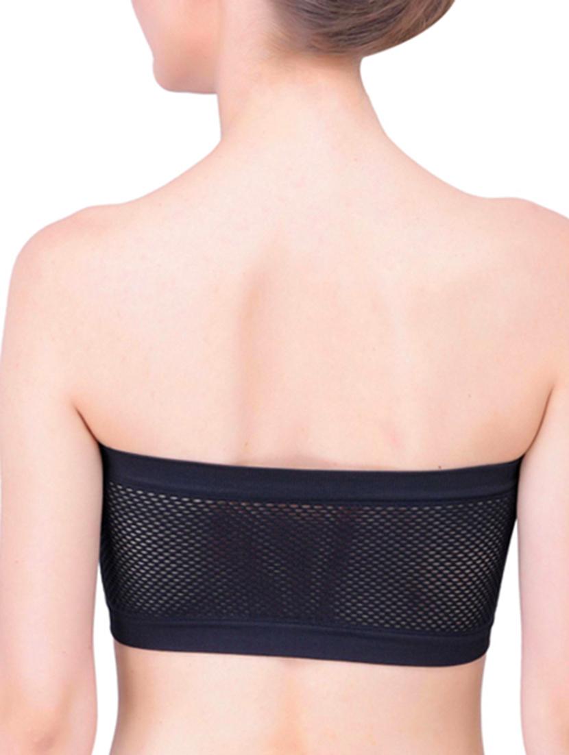 mesh back ruched detail tube bra - 11218379 - Zoom Image - 3
