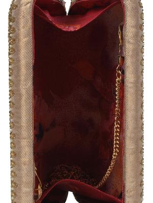 beige faux silk embellished clutch - 11233394 - Standard Image - 3
