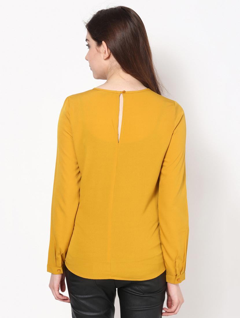 plain round neck polycrepe top - 1125049 - Zoom Image - 3