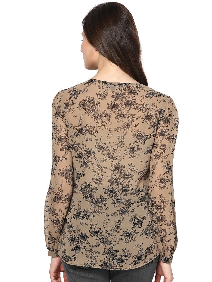 floral printed round neck polygeorgette top - 1125173 - Zoom Image - 3