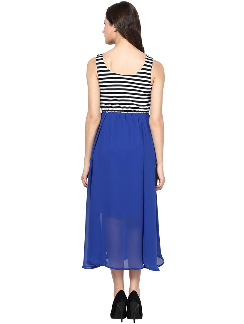 stripes printed sleeveless georgette dress - 1125244 - Zoom Image - 3