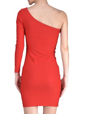 Red plain and lycra bodycon dress - 1125871 - Standard Image - 3
