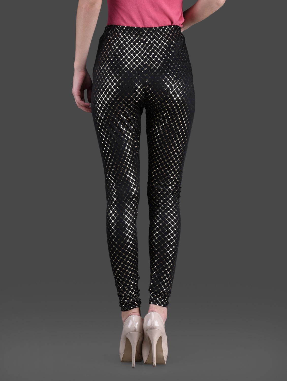 printed polyknit spandex black leggings - 1126230 - Zoom Image - 3