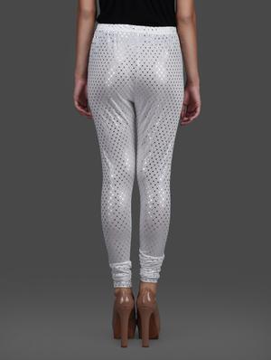 white silver poly knit leggings - 1126231 - Standard Image - 3