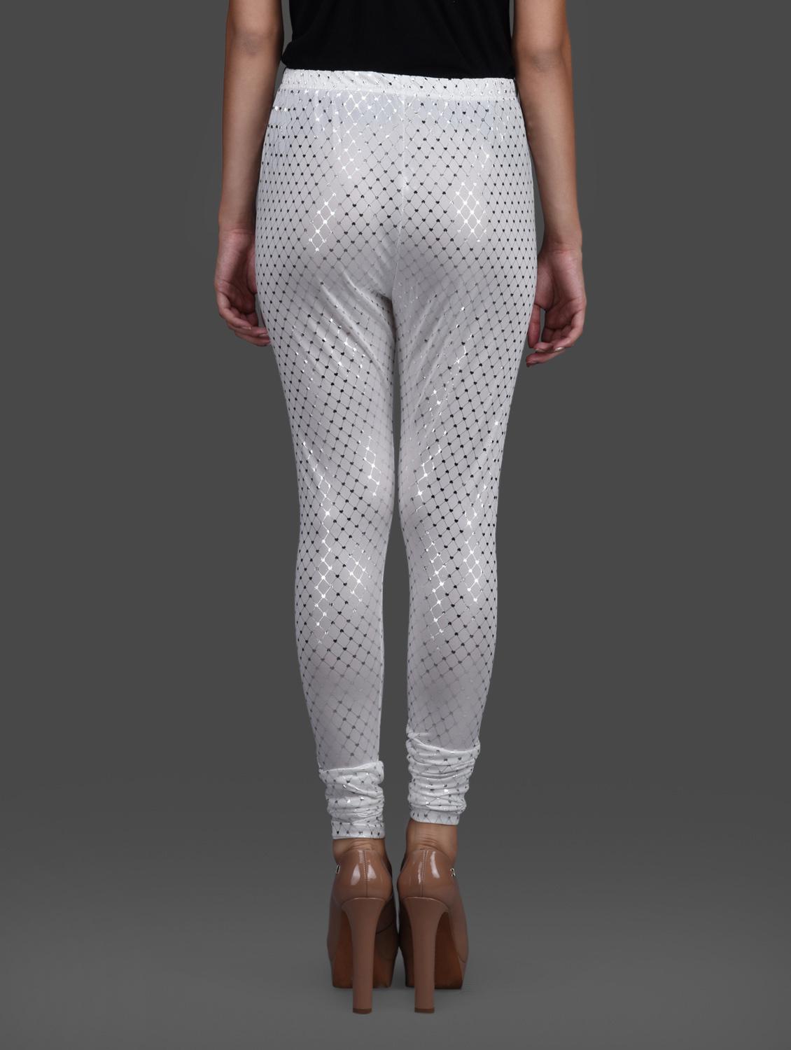 white silver poly knit leggings - 1126231 - Zoom Image - 3