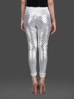 white silver poly knit leggings - 1126311 - Standard Image - 3
