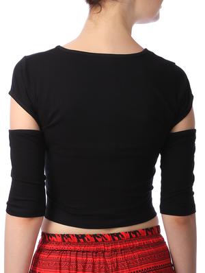 black cotton crop top - 11269478 - Standard Image - 3