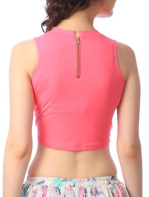 pink cotton crop top - 11269496 - Standard Image - 3