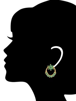 green embellished brass studs earrings - 11275731 - Standard Image - 3
