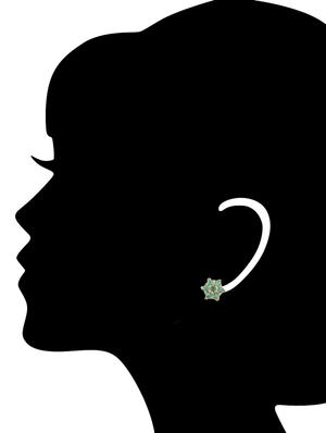 green embellished brass studs earrings - 11275774 - Standard Image - 3