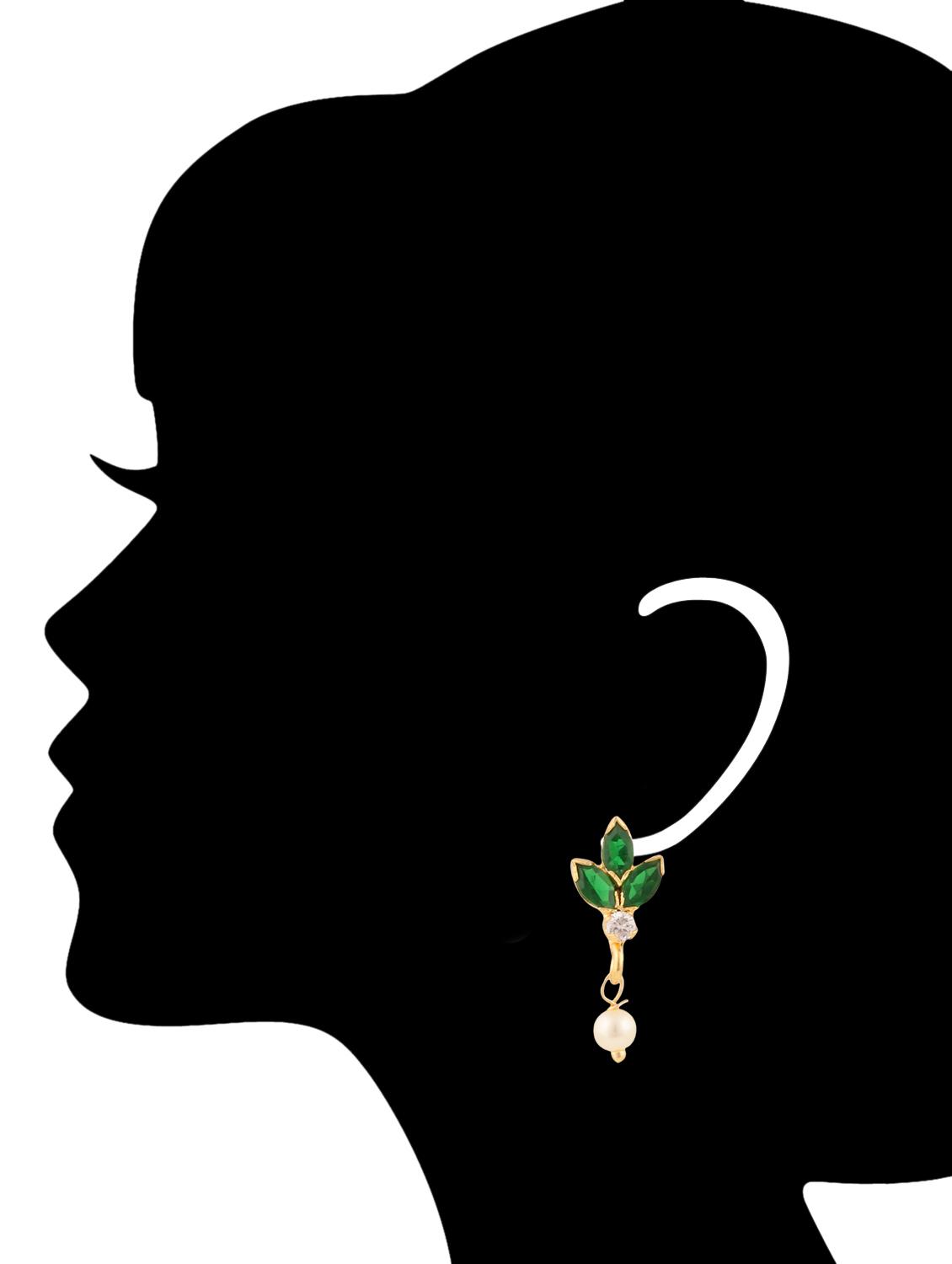green brass drop earrings - 11275887 - Zoom Image - 3