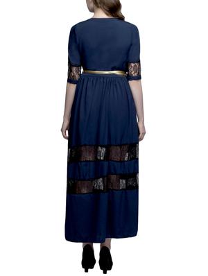 Lace insert belted maxi dress - 11285763 - Standard Image - 3