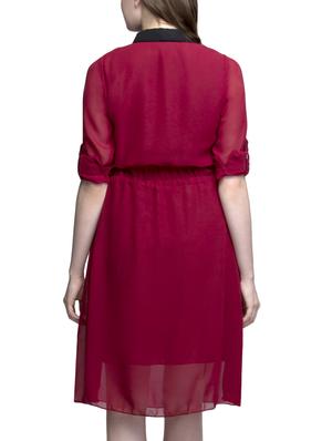 Gathered Waist shirt collar dress - 11285779 - Standard Image - 3