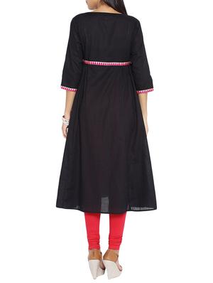 black cotton kurta - 11290849 - Standard Image - 3