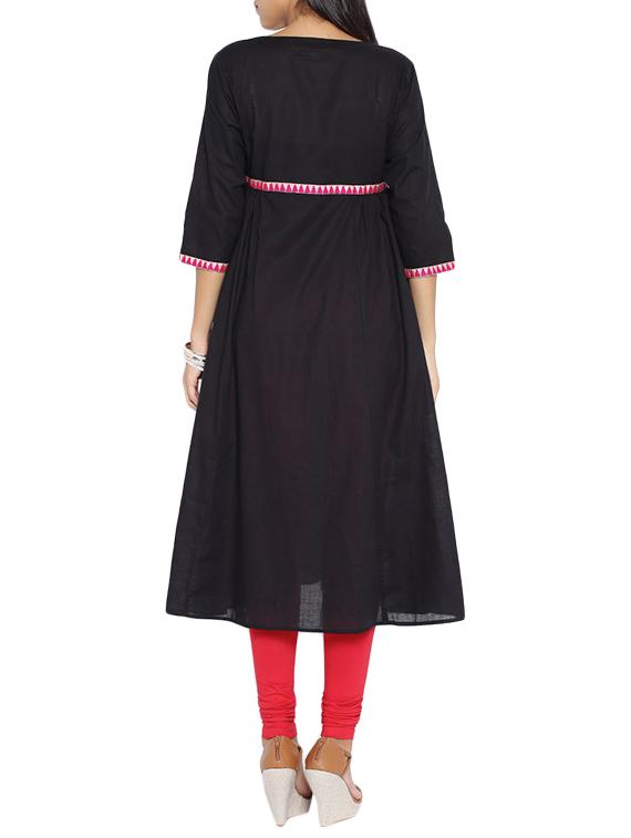 black cotton kurta - 11290849 - Zoom Image - 3