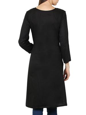 black rayon solid kurta - 11294603 - Standard Image - 3