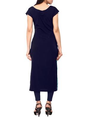 blue crepe printed long kurta - 11302578 - Standard Image - 3