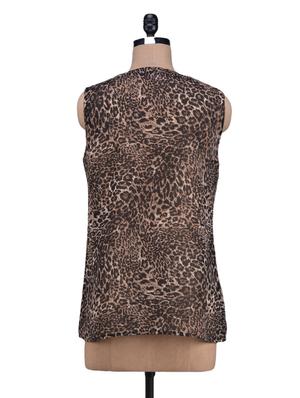 leopard print sleeveless georgette shirt - 1131079 - Standard Image - 3