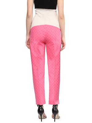 pink polyester flat front trousers - 11317724 - Standard Image - 3