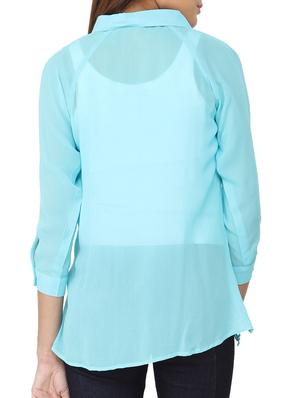 light blue georgette regular shirt - 11335586 - Standard Image - 3