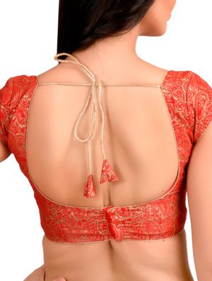 red cotton brocade blouse - 11343436 - Standard Image - 3