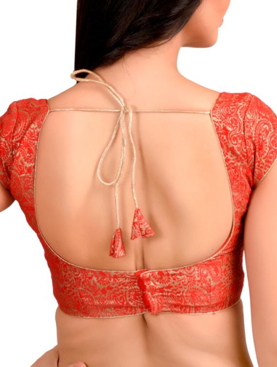 red cotton brocade blouse - 11343436 - Zoom Image - 3