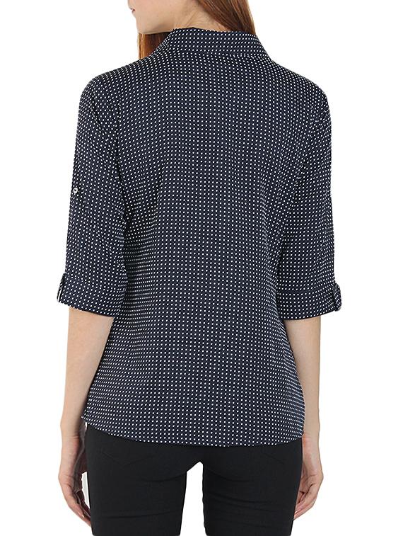 navy blue crepe regular shirt - 11344039 - Zoom Image - 3