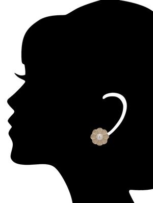 gold and white floral copper studs earrings - 11351095 - Standard Image - 3