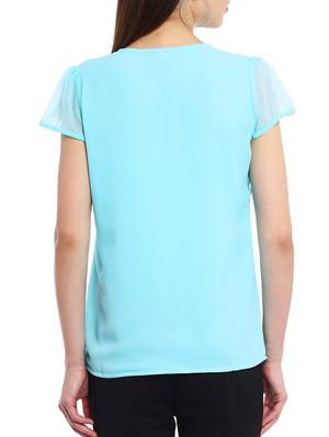 frill detail sheer cap sleeved top - 11358595 - Standard Image - 3