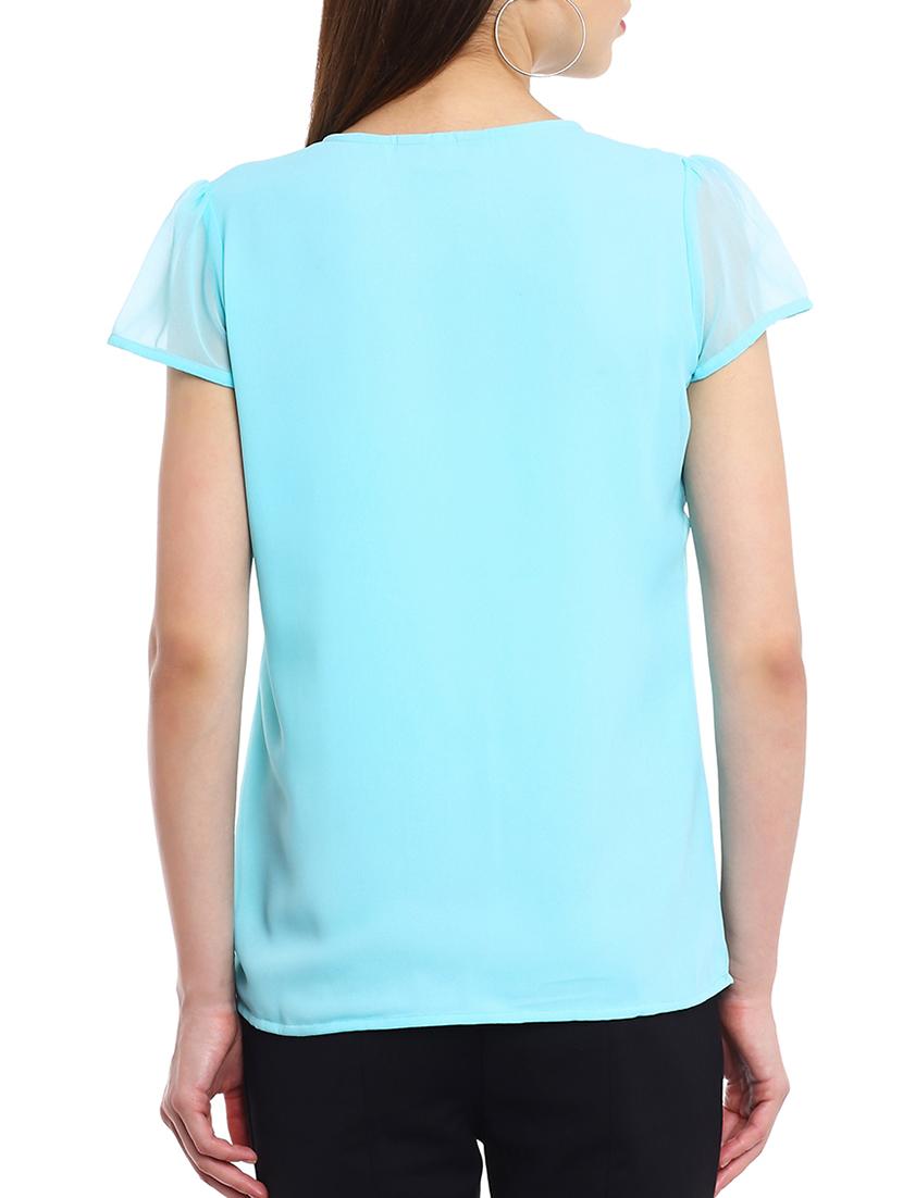 frill detail sheer cap sleeved top - 11358595 - Zoom Image - 3